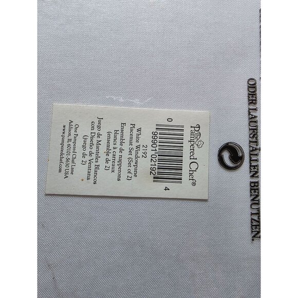 Pampered Chef Wine Windowpane White & Red Plaid Cotton Placemats Set Of 2 New - Picture 4 of 6